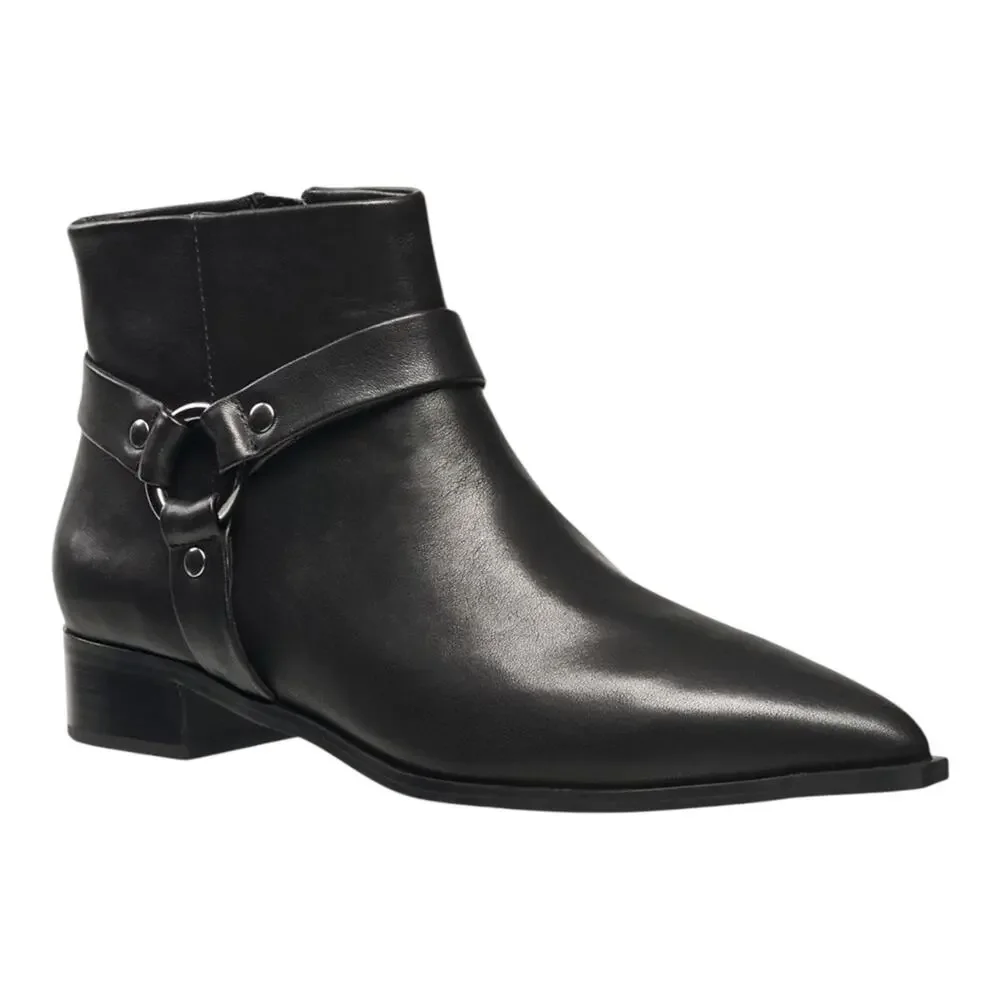 French Connection Women's Lilly Leather Ankle Booties Black Size 8 1/2 - Picture 1 of 4